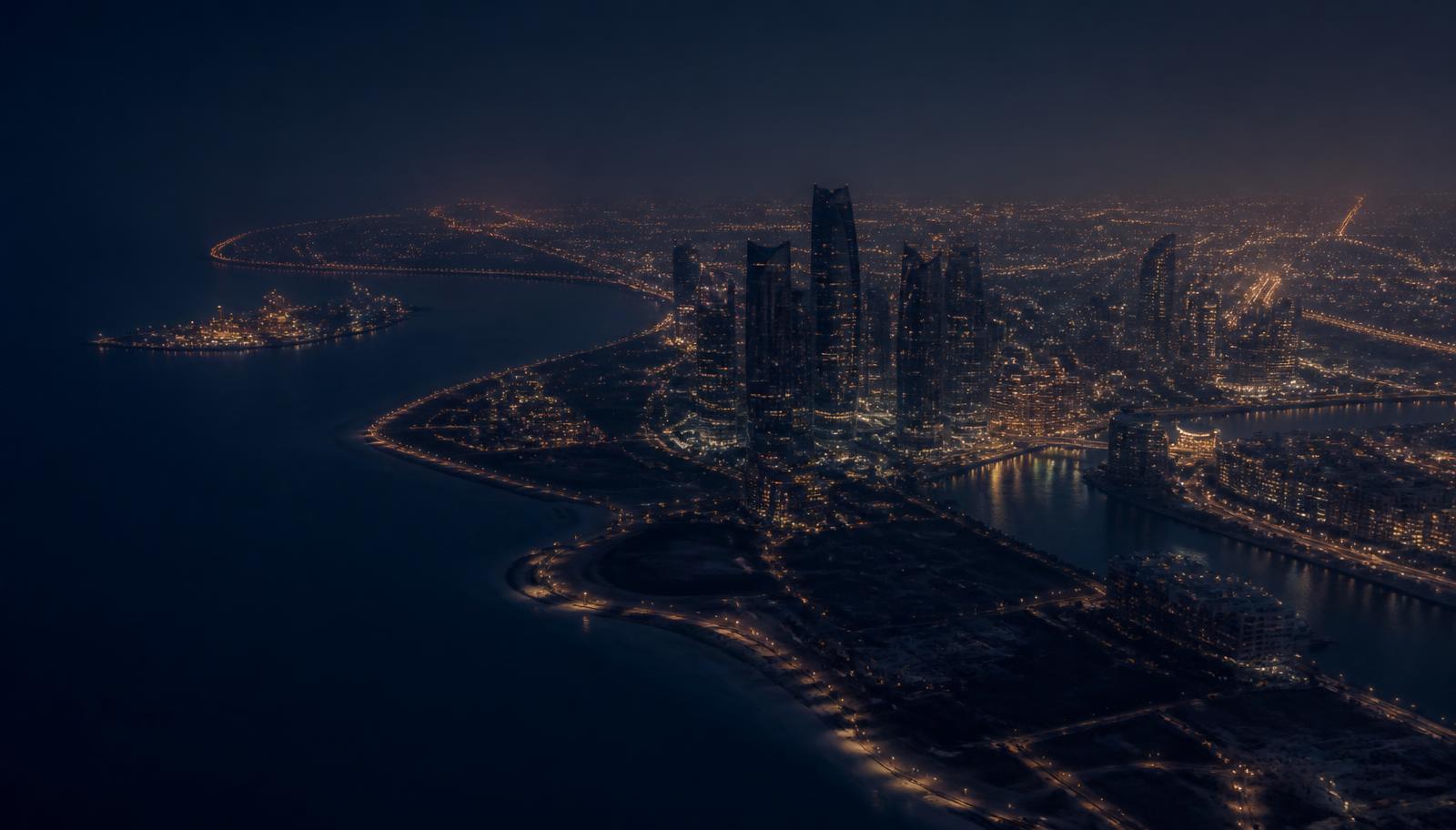 Abu Dhabi coastline at night